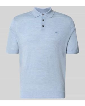Fynch-Hatton Regular Fit Poloshirt aus reiner Baumwolle in Strick-Optik - Blau