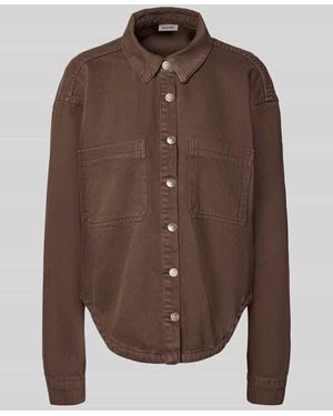 Noisy May Loose Fit Hemdjacke mit Woll-Anteil Modell 'ALVA' - Braun