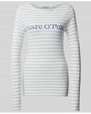 Marc O' Polo Regular Fit Shirt Met Lange Mouwen Van Gestreept Katoenjersey - Grijs