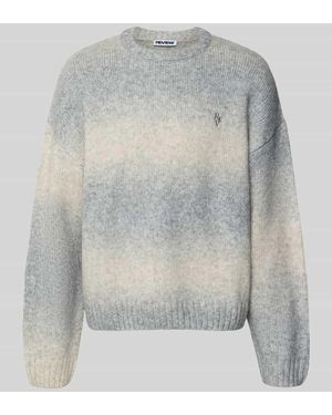 Review Strickpullover mit Label-Stitching und Rundhalsausschnitt - Grau