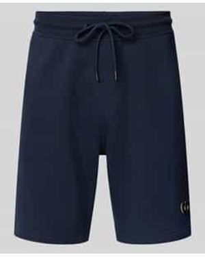 ALPHATAURI Regular Fit Sweatshorts Met Logobadge - Blauw