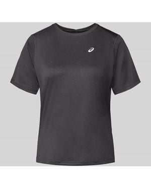 Asics T-Shirt mit Rundhalsausschnitt und Logo-Print - Schwarz