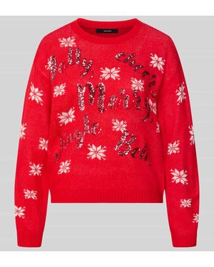 Vero Moda Pullover mit Pailletten-Schriftzug - Rot