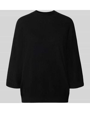Herzen's Relaxed Fit Pullover aus reinem Kaschmir in Strick-Optik - Schwarz