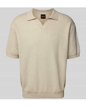 BOSS Poloshirt mit V-Ausschnitt Modell 'Keflo' - Natur