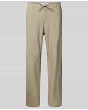 SELECTED Slim Fit Broek Van Mix Van Katoen En Linnen Model 'Brody' - Naturel
