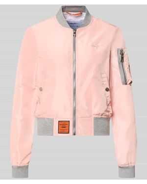 ORIGINAL BOMBERS® Bomberjacke mit Label-Patch und Reißverschlusstasche am Ärmel - Pink
