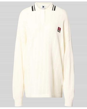 Karo Kauer Oversized Longsleeve in Strick-Optik mit Polokragen - Natur