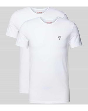 Guess T-Shirt mit V-Ausschnitt Modell 'CALEB HERO' im 2er-Pack - Weiß