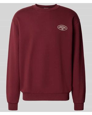 Les Deux Sweatshirt mit Logo-Print Modell 'Worldwide' - Rot
