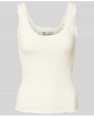 ONLY Regular Fit Tank Top mit Frill am Saum Modell 'SARA' - Natur