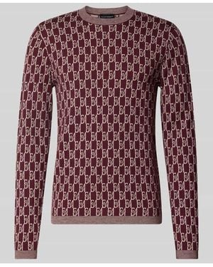 Emporio Armani Slim Fit Pullover in Strick-Optik - Rot