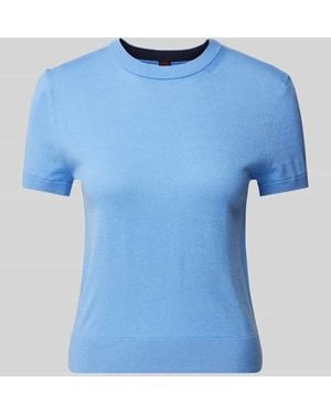 Stefanel Strickshirt aus Woll-Mix mit Kaschmir-Anteil - Blau