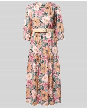 Zero Midikleid aus Viskose-Baumwoll-Mix mit Gürtel - Weiß