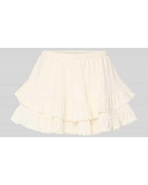 Gina Tricot Minirock aus Viskose-Mix mit Volantsaum Modell 'Frill' - Natur