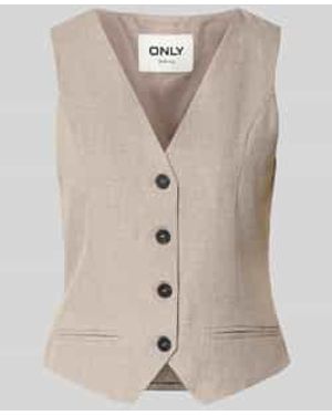 ONLY Regular Fit Gilet Met Enkelrijige Knoopsluiting Model 'Linda' - Naturel