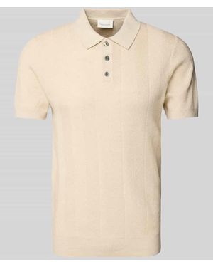 Profuomo Poloshirt mit kurzer Knopfleiste - Natur