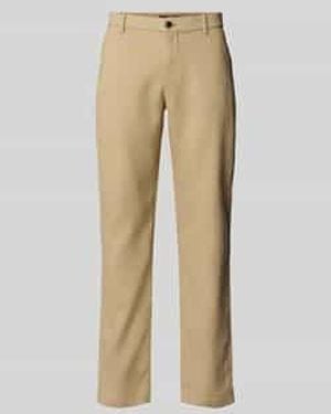 Tommy Hilfiger Regular Fit Linnenbroek Met Logostitching Model 'Denton' - Naturel