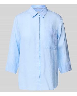 Brax Regular Fit Leinenbluse Mit Brusttasche Modell 'Vickie' - Blau