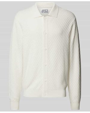 JAKE*S STUDIO MEN Cardigan Aus Viskose Mit Strukturmuster - Weiß