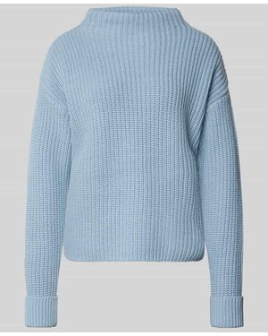 SELECTED Regular Fit Turtleneck-Pullover aus Baumwoll-Mix Modell 'SELMA' - Blau