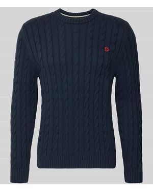 Superdry Slim Fit Pullover in Strick-Optik - Blau