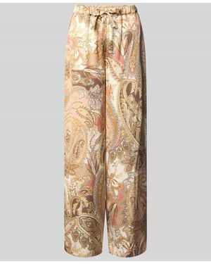 Monari Stoffhose aus Viskose mit Paisley-Muster Modell 'Pia' - Natur