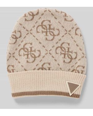 Guess Beanie mit Label-Patch Modell 'MARZIA' - Natur