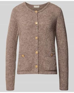 Milano Italy Strickjacke mit Rundhalsausschnitt und Knopfleiste - Braun