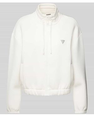 Guess Sweatjacke mit Stehkragen Modell 'CECILIA' - Weiß