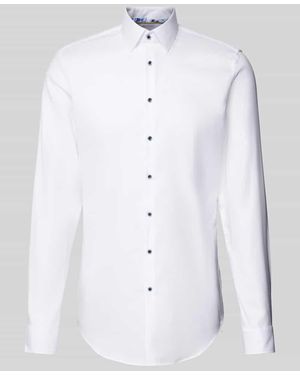 Jake*s Slim Fit Business-Hemd Aus Two Ply Mit Extra Langem Arm - Weiß