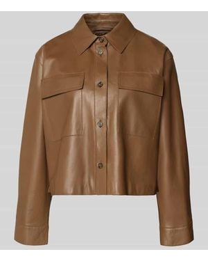 Weekend by Maxmara Boxy Fit Lederjacke aus echtem Lammleder Modell 'PIOVRA' - Braun