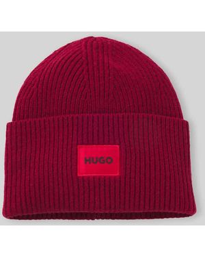 HUGO All-Gender Mütze Aus Woll-Mix Mit Logo - Rot
