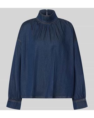 Jake*s Relaxed Fit Jeansbluse aus Lyocell-Baumwoll-Mix - Blau