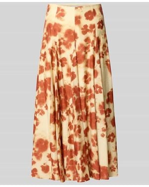Jake*s Maxirock aus Viskose-Mix mit floralem Allover-Print - Orange