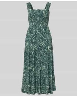 Apricot Midi-Jurk Van Viscose Met Vierkante Hals - Groen