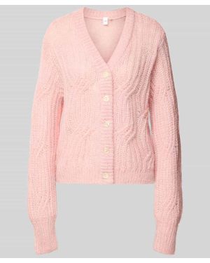 Y.A.S Cardigan mit Alpaka-Anteil und V-Ausschnitt Modell 'ZUMA' - Pink