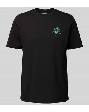 Les Deux T-Shirt mit Label-Stitching Modell 'Bruno' - Schwarz