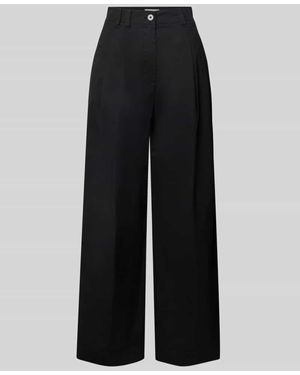 Marc O' Polo Wide Leg Bundfaltenhose aus Baumwoll-Mix - Schwarz