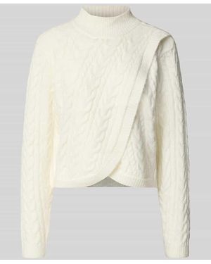 Apricot Strickpullover mit Woll-Anteil in Wickel-Optik - Natur