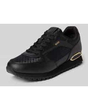 BOSS Sneakers Van Echte Leermix Model 'Parkour-L_Runn_Nmnal' - Zwart