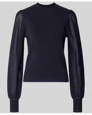 Zero Regular Fit Bluse aus Viskose-Mix mit Stehkragen - Blau