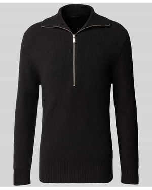 DRYKORN Regular Fit Strickpullover aus elastischem Baumwoll-Mix - Schwarz