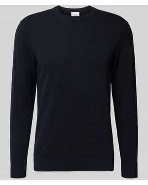 Profuomo Strickpullover aus Woll-Mix mit Rundhalsausschnitt - Blau