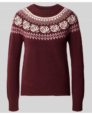 Vero Moda Pullover mit kontrastreichem Rundpasse-Design - Rot