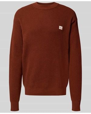 Calvin Klein Strickpullover mit Label-Patch - Braun