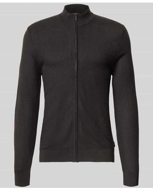 Joop! Strickjacke aus Woll-Mix mit Stehkragen - Schwarz