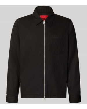 HUGO Regular Fit Bomberjacke / Blouson aus Lyocell-Baumwoll-Mix Modell 'Enasoz' - Schwarz