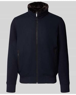 Bugatti Strickjacke mit Stehkragen und Reißverschluss - Blau