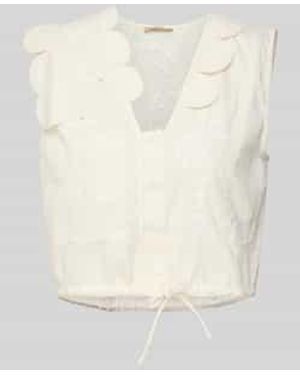 Stella Nova Regular Fit Blousetop Met V-hals - Naturel
